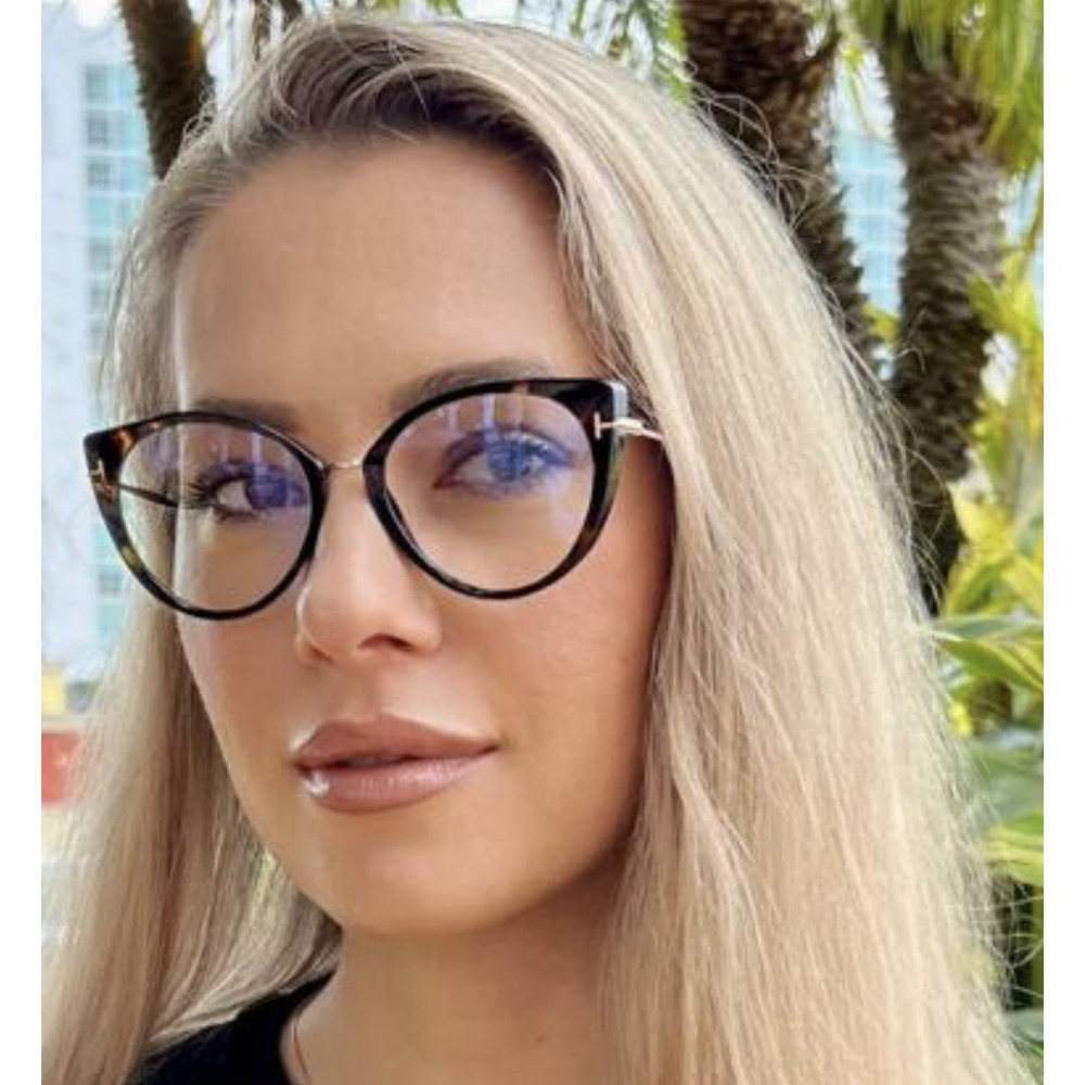 NWT Tom Ford FT5815B 053 Blonde Cat Eye 54mm Eyeglasses